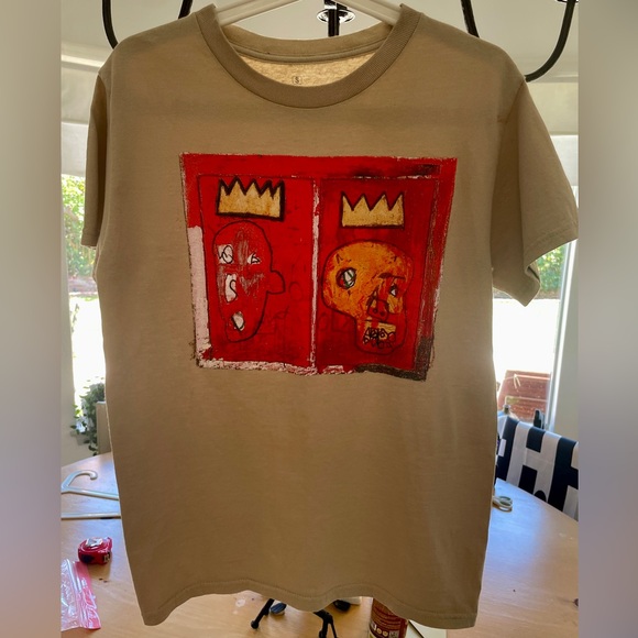 JEAN MICHEL BASQUIAT Red Kings Shirt Men's Small Beige - Picture 1 of 3